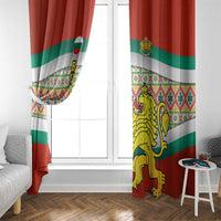 Bulgaria Lion Window Curtain Tricolor Flag, Folk Pattern and Proud Motto