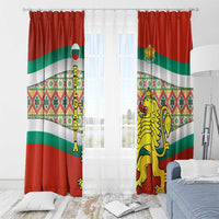 Bulgaria Lion Window Curtain Tricolor Flag, Folk Pattern and Proud Motto
