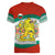 Bulgaria Lion Women V-Neck T-Shirt Tricolor Flag, Folk Pattern and Proud Motto
