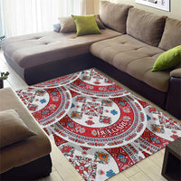 Bulgaria Folk Art Area Rug with Traditional Embroidery and Floral Motifs