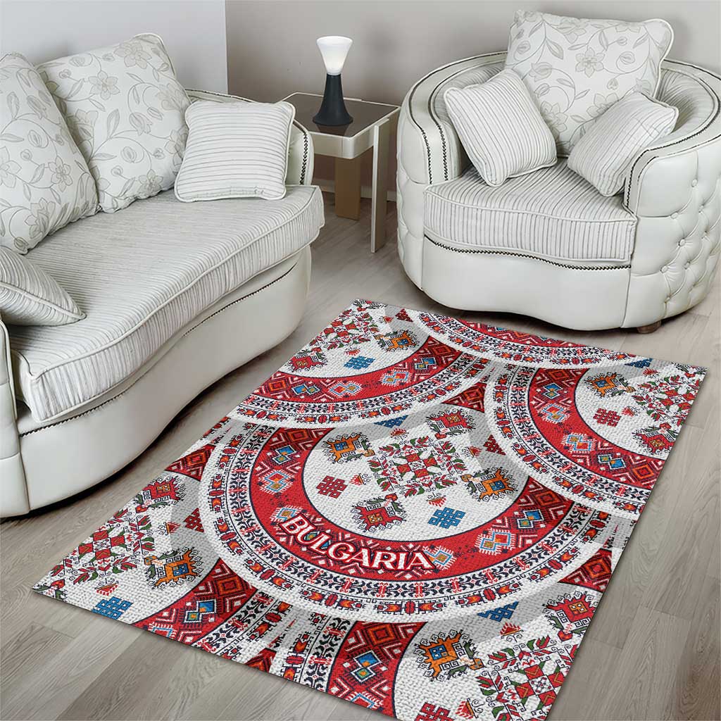 Bulgaria Folk Art Area Rug with Traditional Embroidery and Floral Motifs