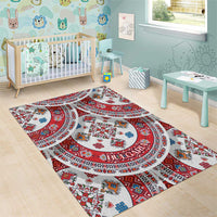 Bulgaria Folk Art Area Rug with Traditional Embroidery and Floral Motifs