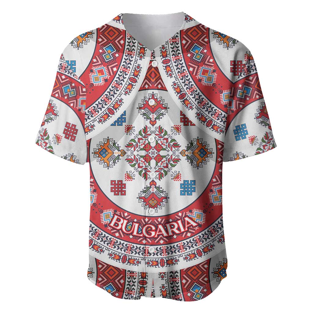 Bulgaria Folk Art Baseball Jersey with Traditional Embroidery and Floral Motifs