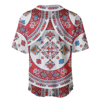 Bulgaria Folk Art Baseball Jersey with Traditional Embroidery and Floral Motifs