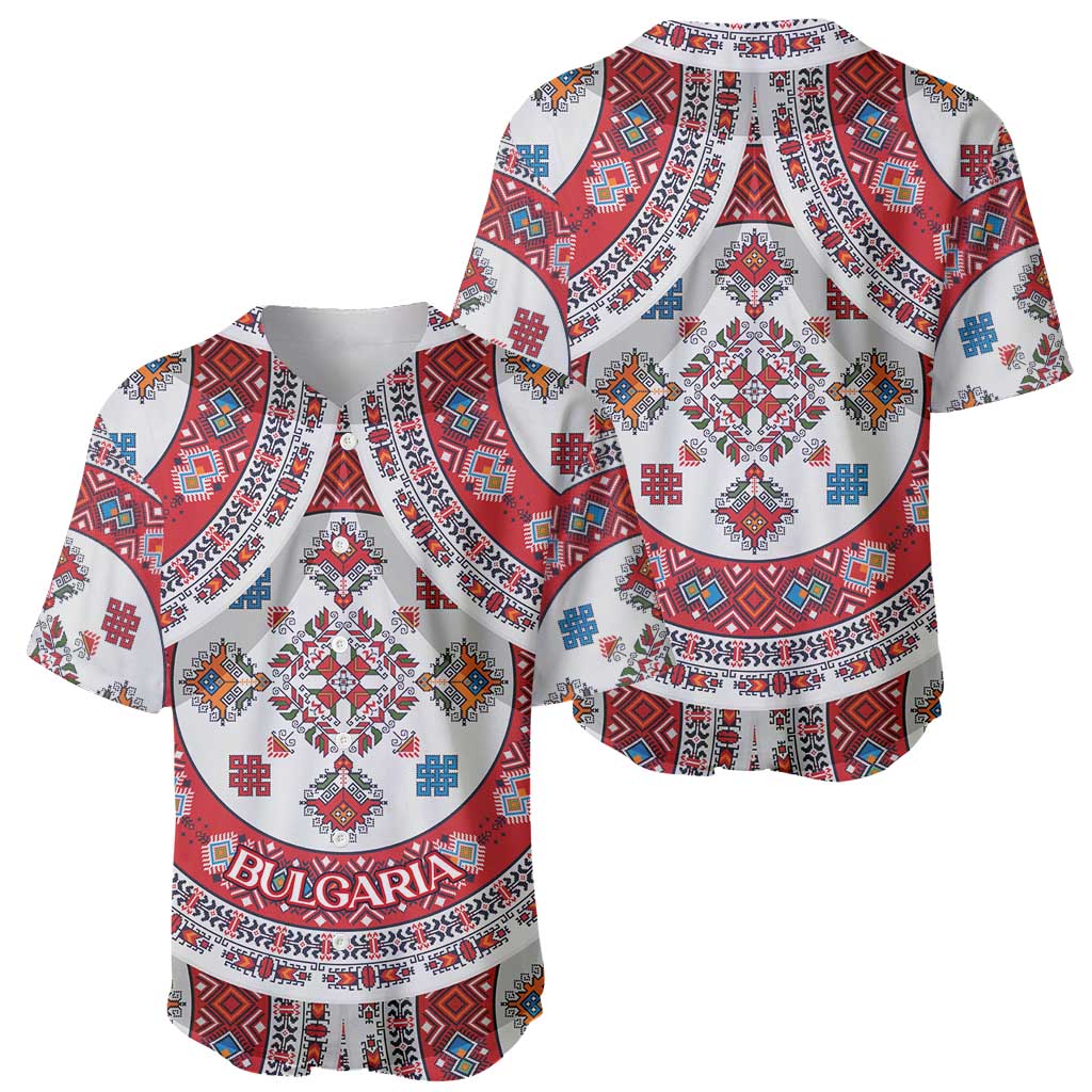 Bulgaria Folk Art Baseball Jersey with Traditional Embroidery and Floral Motifs