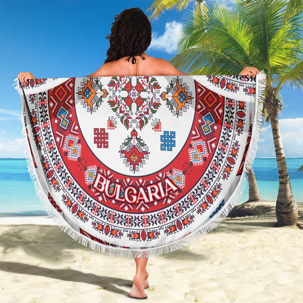 Bulgaria Folk Art Beach Blanket with Traditional Embroidery and Floral Motifs