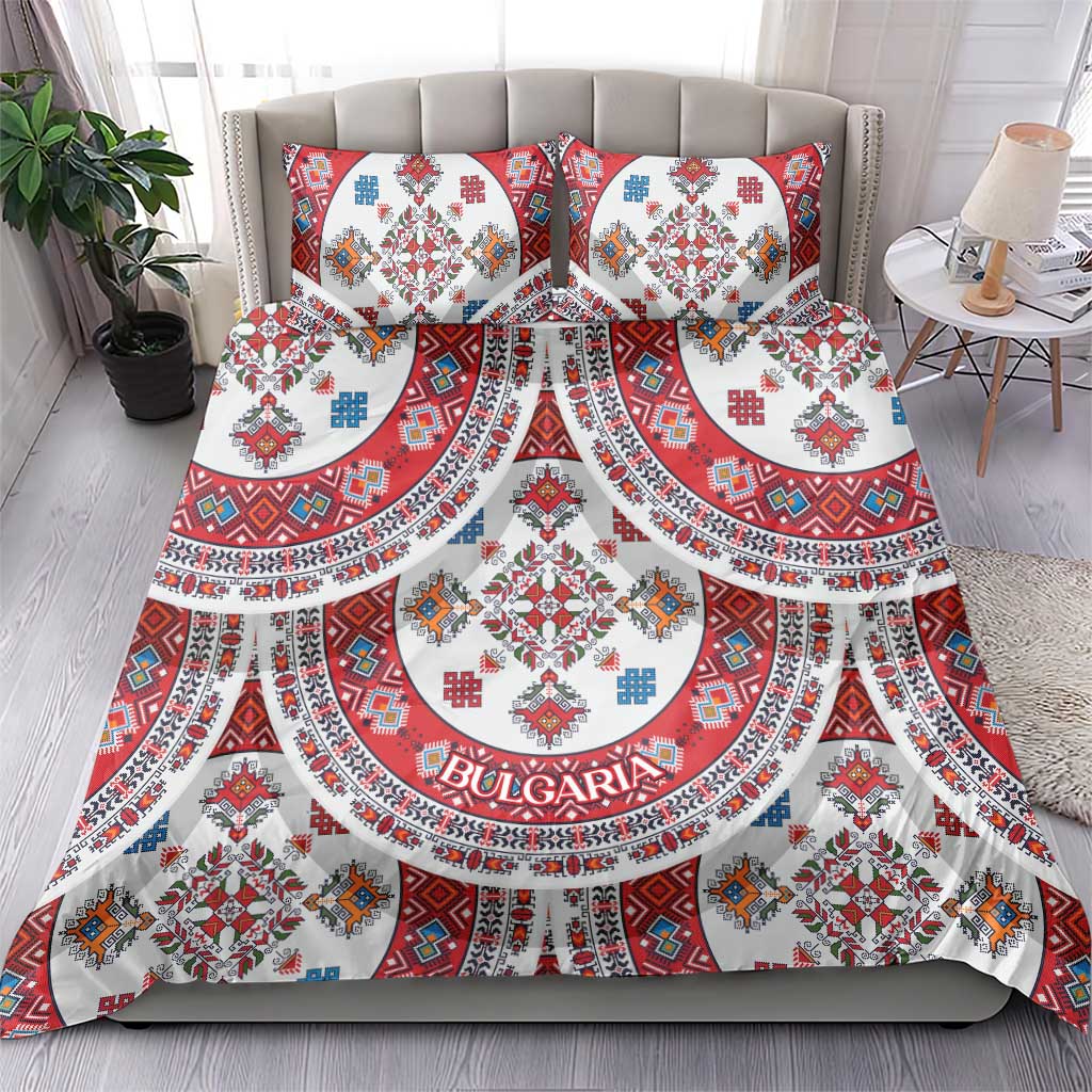 Bulgaria Folk Art Bedding Set with Traditional Embroidery and Floral Motifs