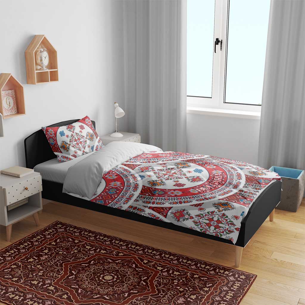 Bulgaria Folk Art Bedding Set with Traditional Embroidery and Floral Motifs