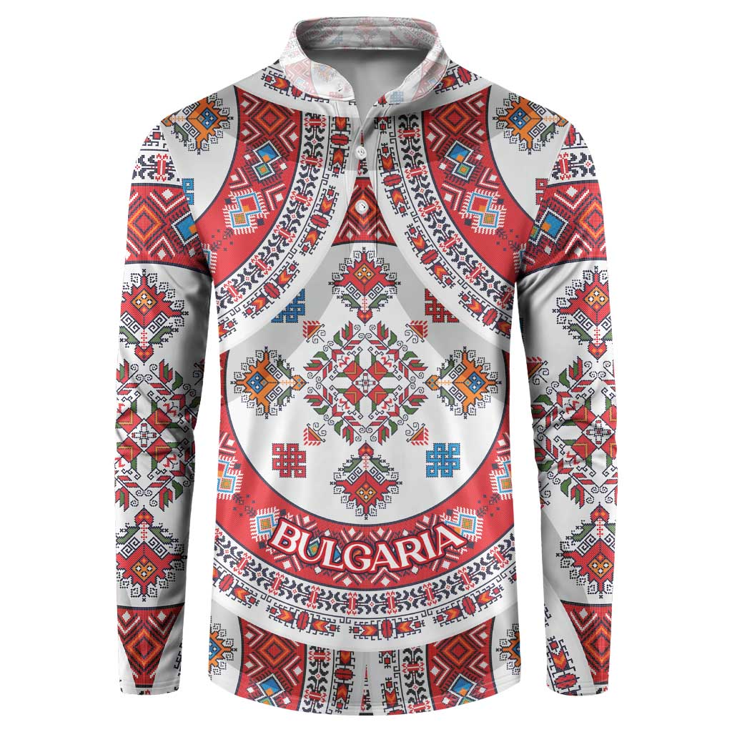 Bulgaria Folk Art Button Sweatshirt with Traditional Embroidery and Floral Motifs