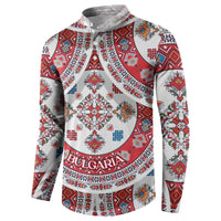 Bulgaria Folk Art Button Sweatshirt with Traditional Embroidery and Floral Motifs