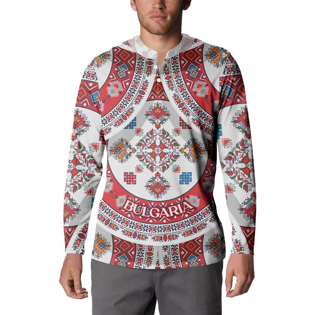 Bulgaria Folk Art Button Sweatshirt with Traditional Embroidery and Floral Motifs