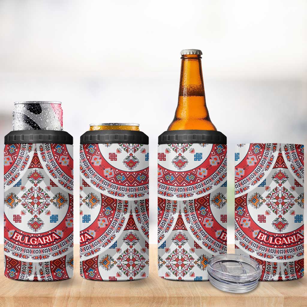 Bulgaria Folk Art 4 in 1 Can Cooler Tumbler with Traditional Embroidery and Floral Motifs