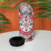 Bulgaria Folk Art 4 in 1 Can Cooler Tumbler with Traditional Embroidery and Floral Motifs