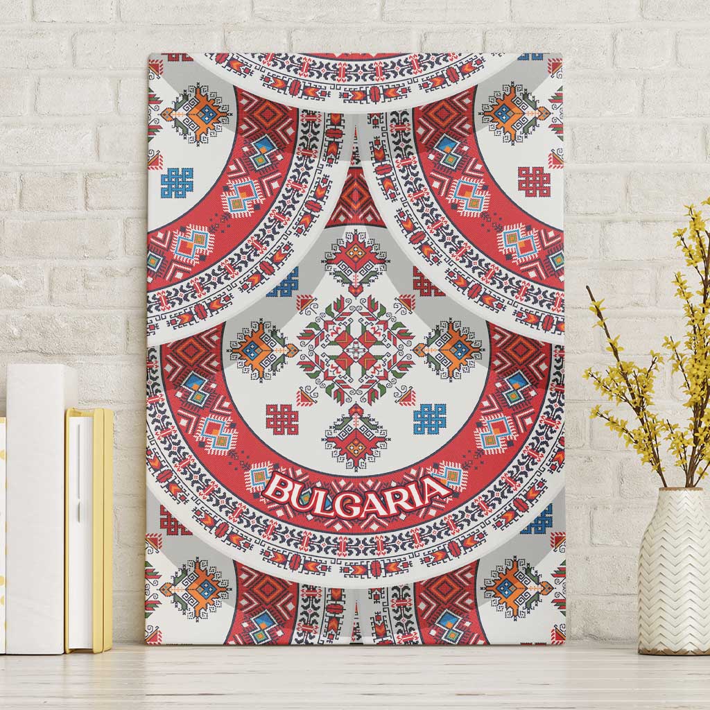 Bulgaria Folk Art Canvas Wall Art with Traditional Embroidery and Floral Motifs