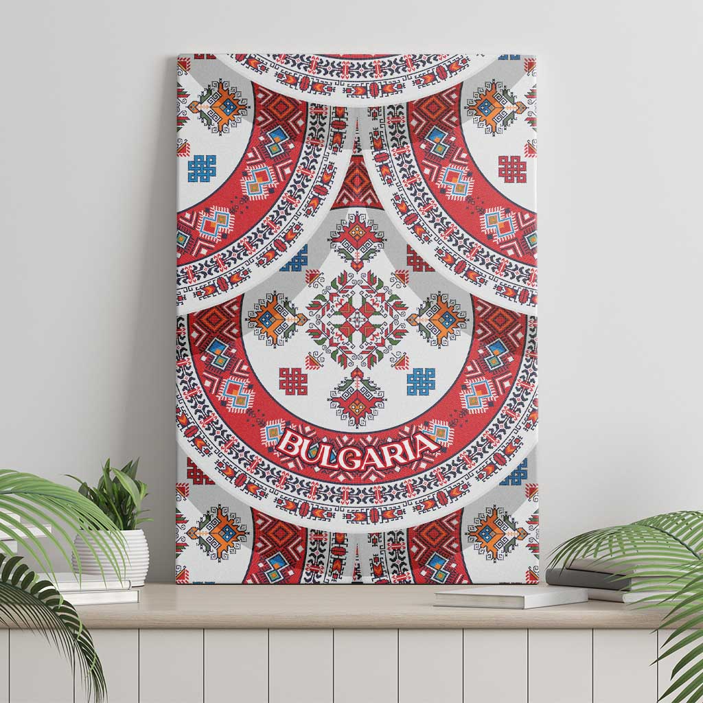 Bulgaria Folk Art Canvas Wall Art with Traditional Embroidery and Floral Motifs