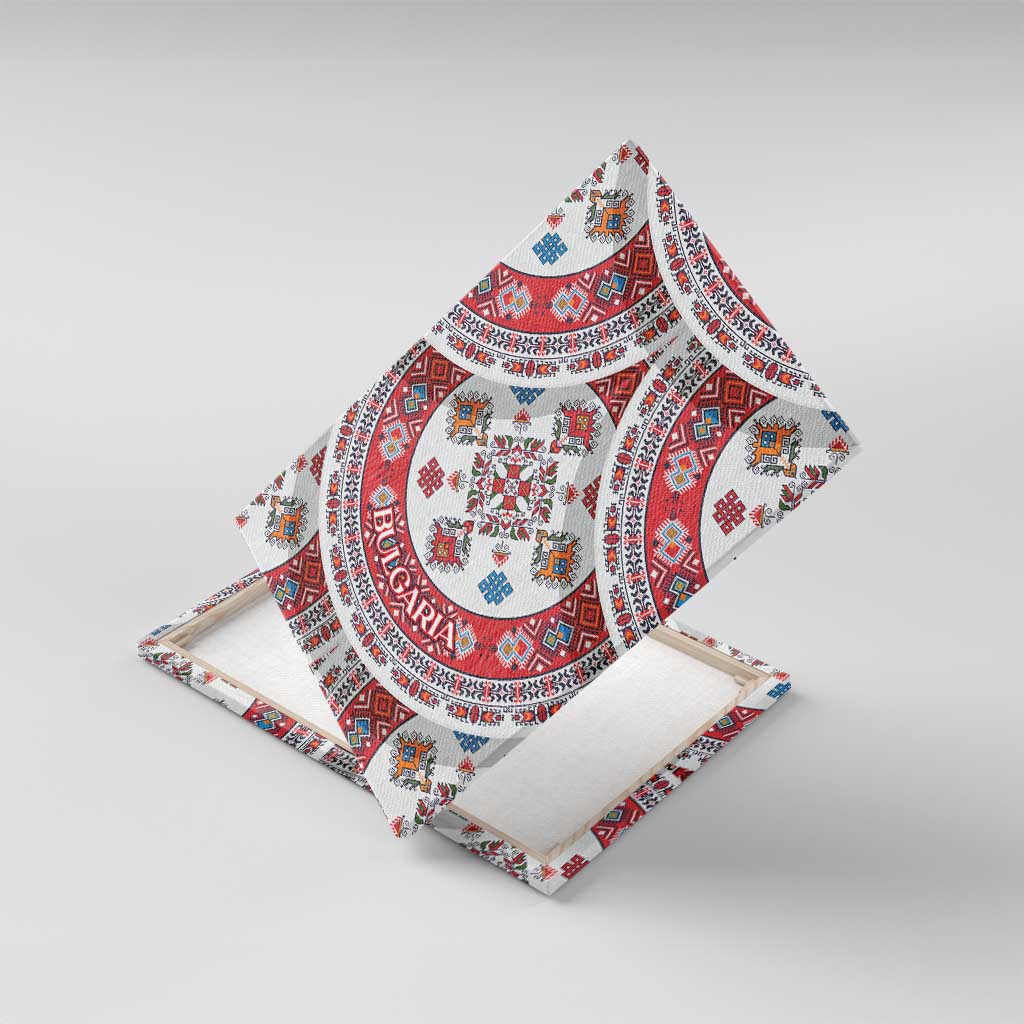 Bulgaria Folk Art Canvas Wall Art with Traditional Embroidery and Floral Motifs
