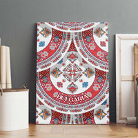 Bulgaria Folk Art Canvas Wall Art with Traditional Embroidery and Floral Motifs