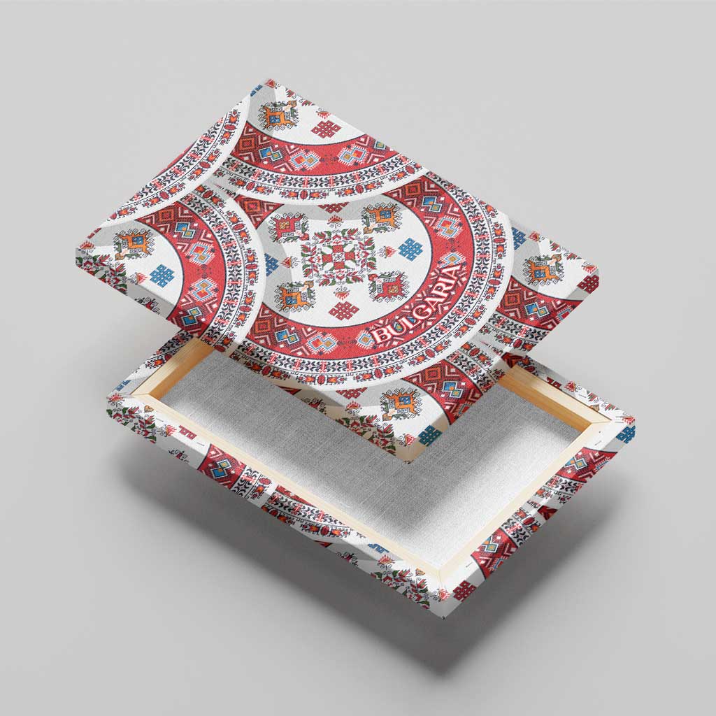 Bulgaria Folk Art Canvas Wall Art with Traditional Embroidery and Floral Motifs
