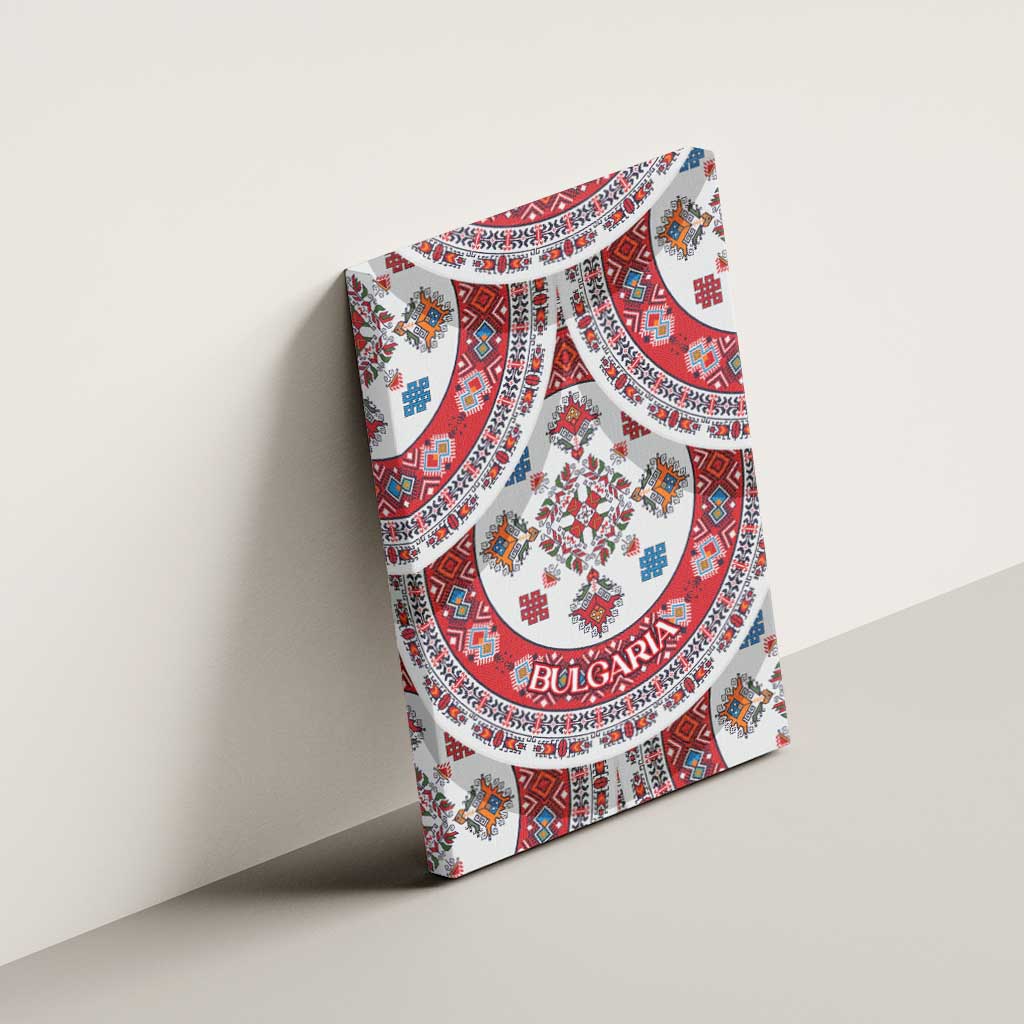 Bulgaria Folk Art Canvas Wall Art with Traditional Embroidery and Floral Motifs