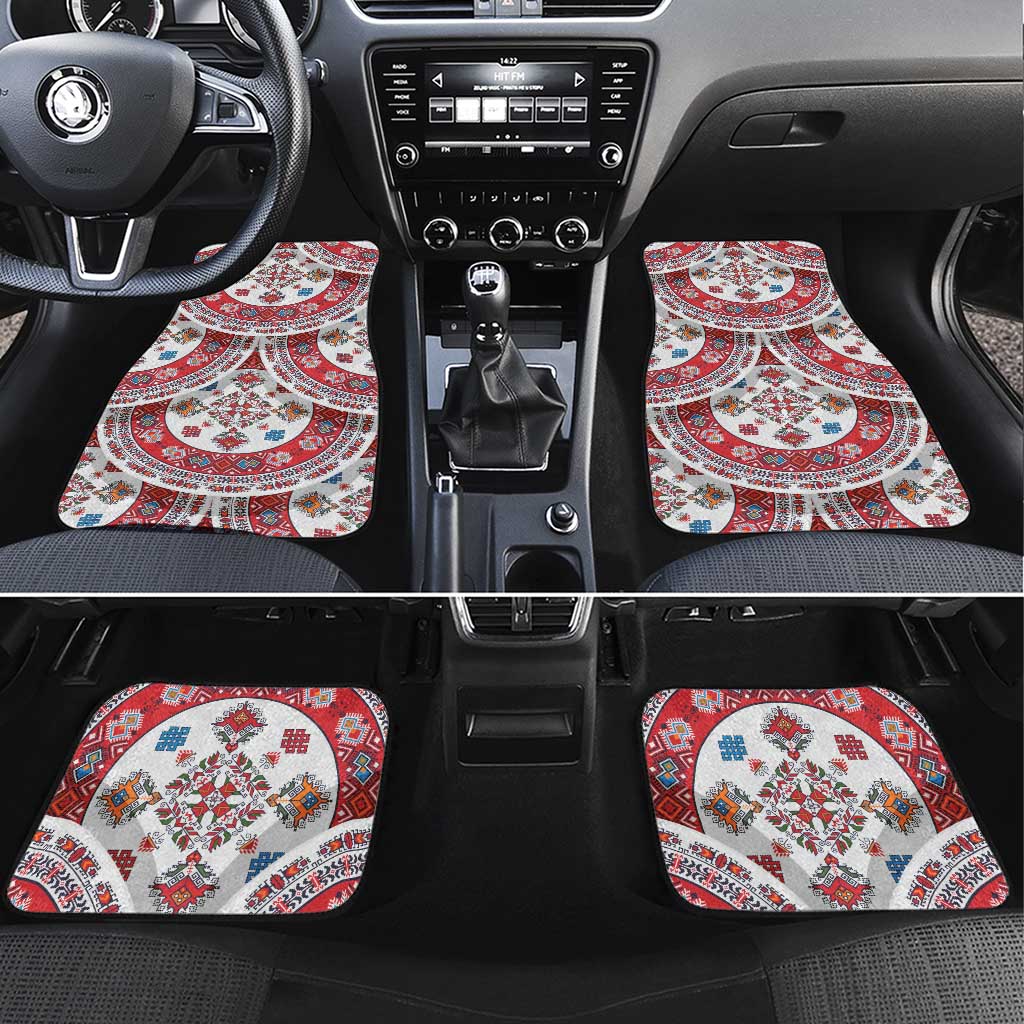 Bulgaria Folk Art Car Mats with Traditional Embroidery and Floral Motifs