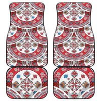 Bulgaria Folk Art Car Mats with Traditional Embroidery and Floral Motifs