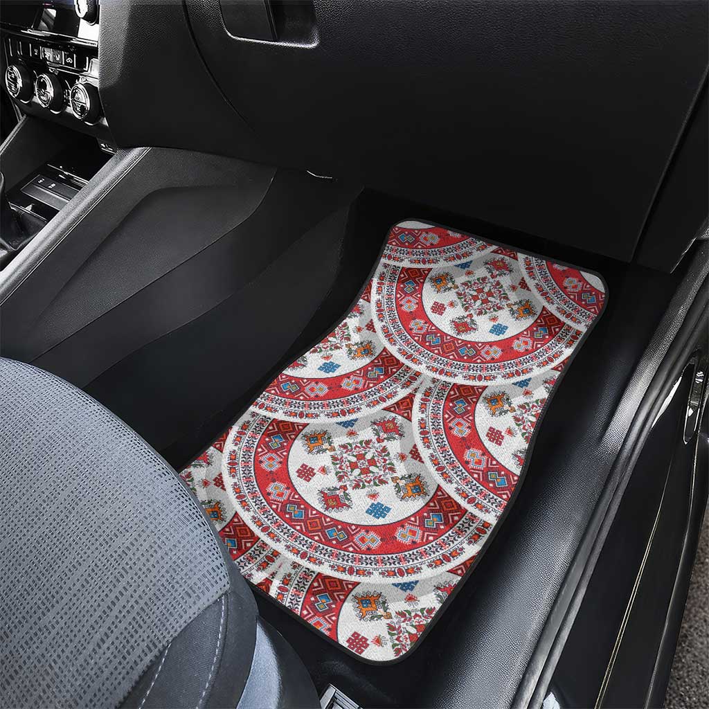 Bulgaria Folk Art Car Mats with Traditional Embroidery and Floral Motifs