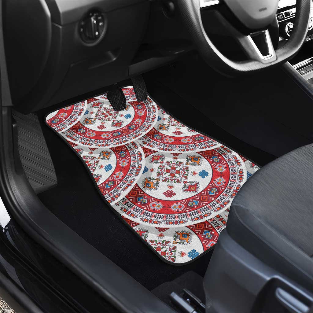 Bulgaria Folk Art Car Mats with Traditional Embroidery and Floral Motifs
