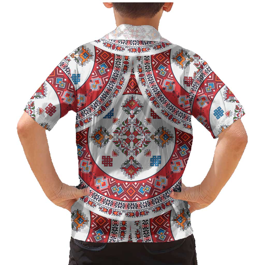 Bulgaria Folk Art Family Matching Mermaid Dress and Hawaiian Shirt with Traditional Embroidery and Floral Motifs
