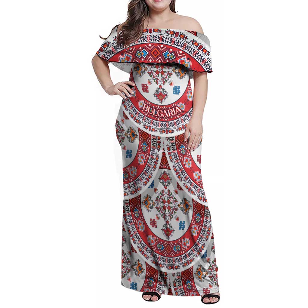 Bulgaria Folk Art Family Matching Off Shoulder Maxi Dress and Hawaiian Shirt with Traditional Embroidery and Floral Motifs