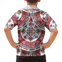 Bulgaria Folk Art Family Matching Short Sleeve Bodycon Dress and Hawaiian Shirt with Traditional Embroidery and Floral Motifs