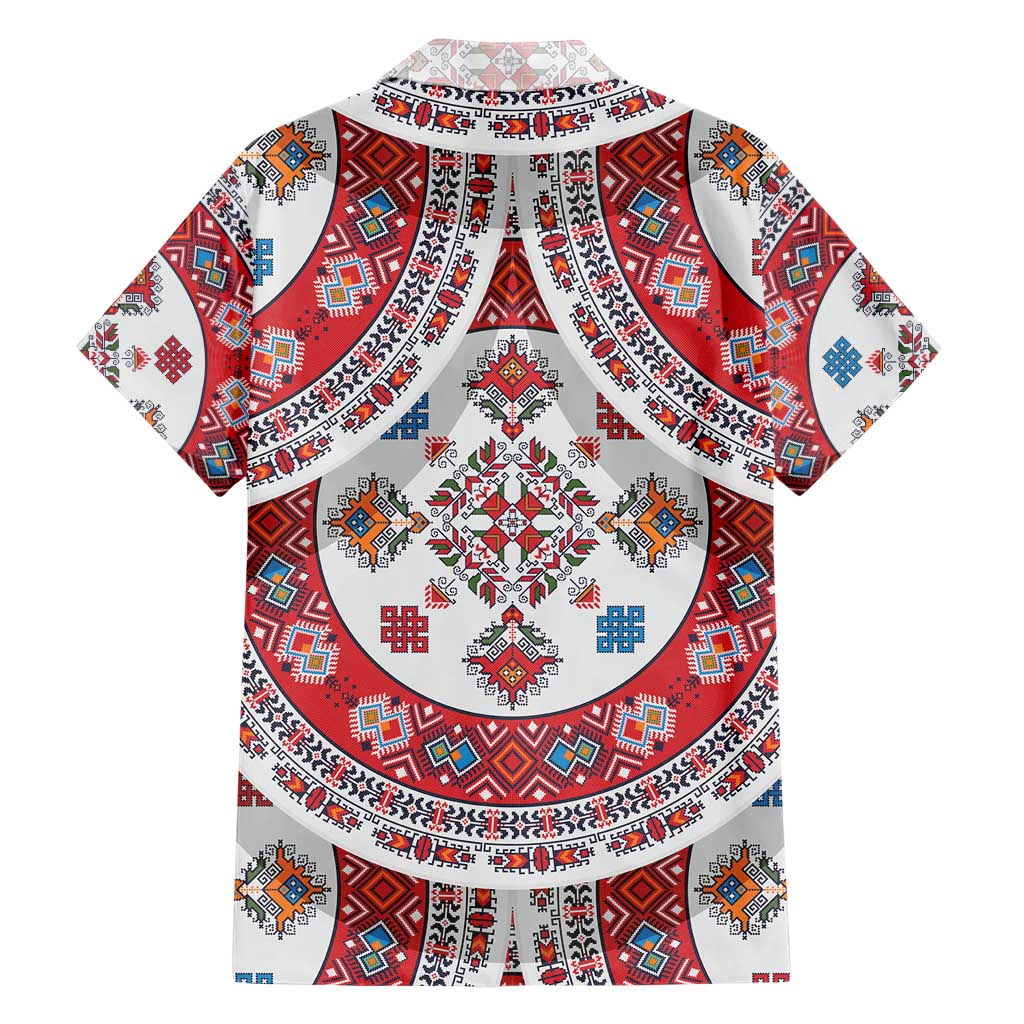 Bulgaria Folk Art Family Matching Short Sleeve Bodycon Dress and Hawaiian Shirt with Traditional Embroidery and Floral Motifs
