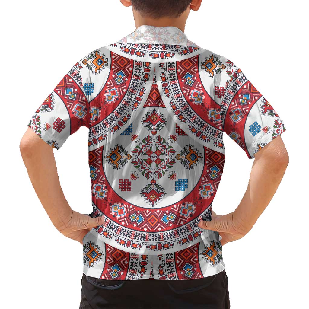 Bulgaria Folk Art Family Matching Summer Maxi Dress and Hawaiian Shirt with Traditional Embroidery and Floral Motifs