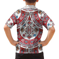 Bulgaria Folk Art Family Matching Summer Maxi Dress and Hawaiian Shirt with Traditional Embroidery and Floral Motifs