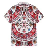 Bulgaria Folk Art Family Matching Summer Maxi Dress and Hawaiian Shirt with Traditional Embroidery and Floral Motifs