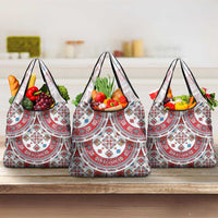 Bulgaria Folk Art Grocery Bag with Traditional Embroidery and Floral Motifs