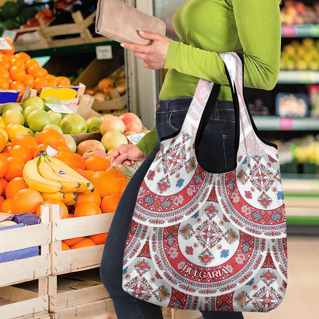 Bulgaria Folk Art Grocery Bag with Traditional Embroidery and Floral Motifs