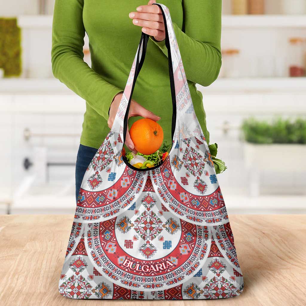 Bulgaria Folk Art Grocery Bag with Traditional Embroidery and Floral Motifs