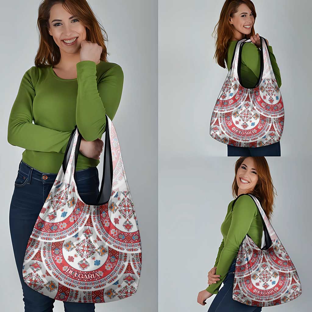 Bulgaria Folk Art Grocery Bag with Traditional Embroidery and Floral Motifs