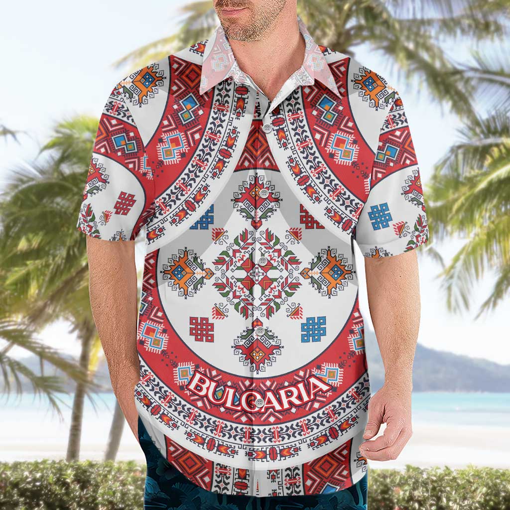Bulgaria Folk Art Hawaiian Shirt with Traditional Embroidery and Floral Motifs