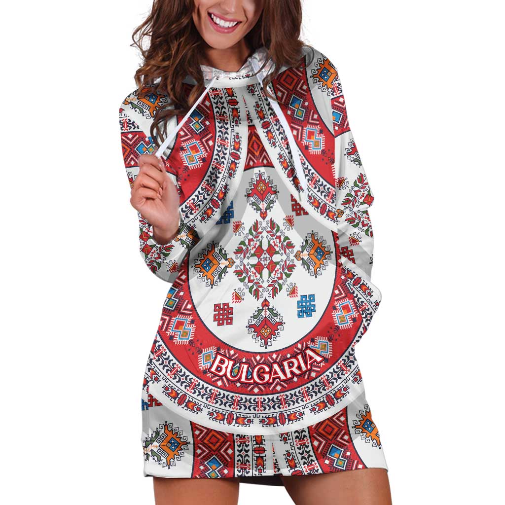 Bulgaria Folk Art Hoodie Dress with Traditional Embroidery and Floral Motifs