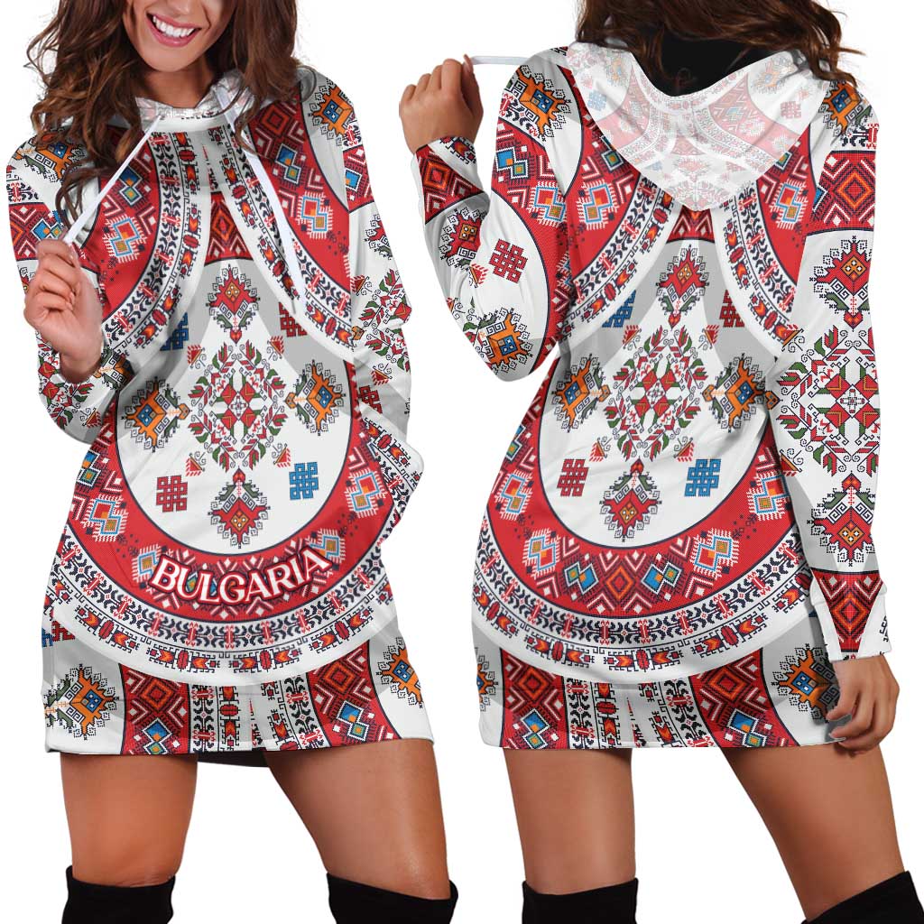 Bulgaria Folk Art Hoodie Dress with Traditional Embroidery and Floral Motifs