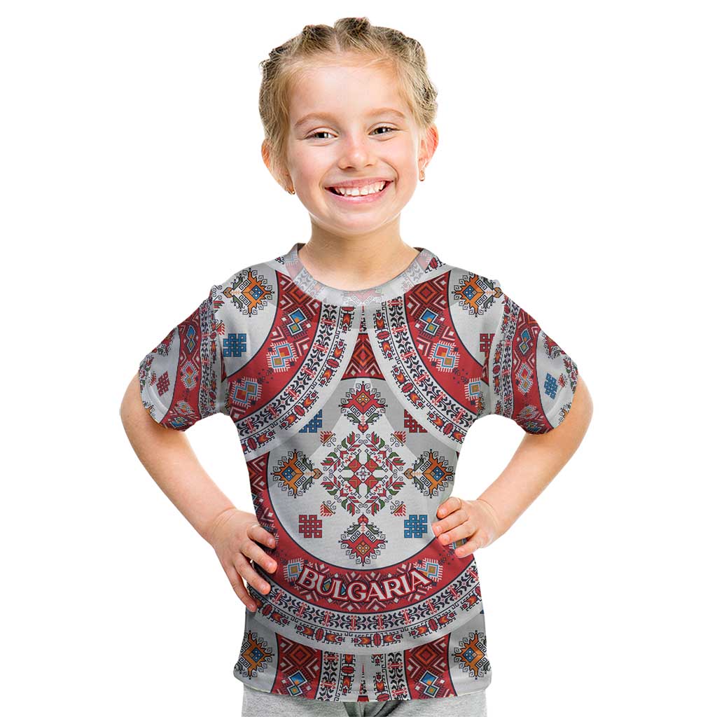 Bulgaria Folk Art Kid T Shirt with Traditional Embroidery and Floral Motifs