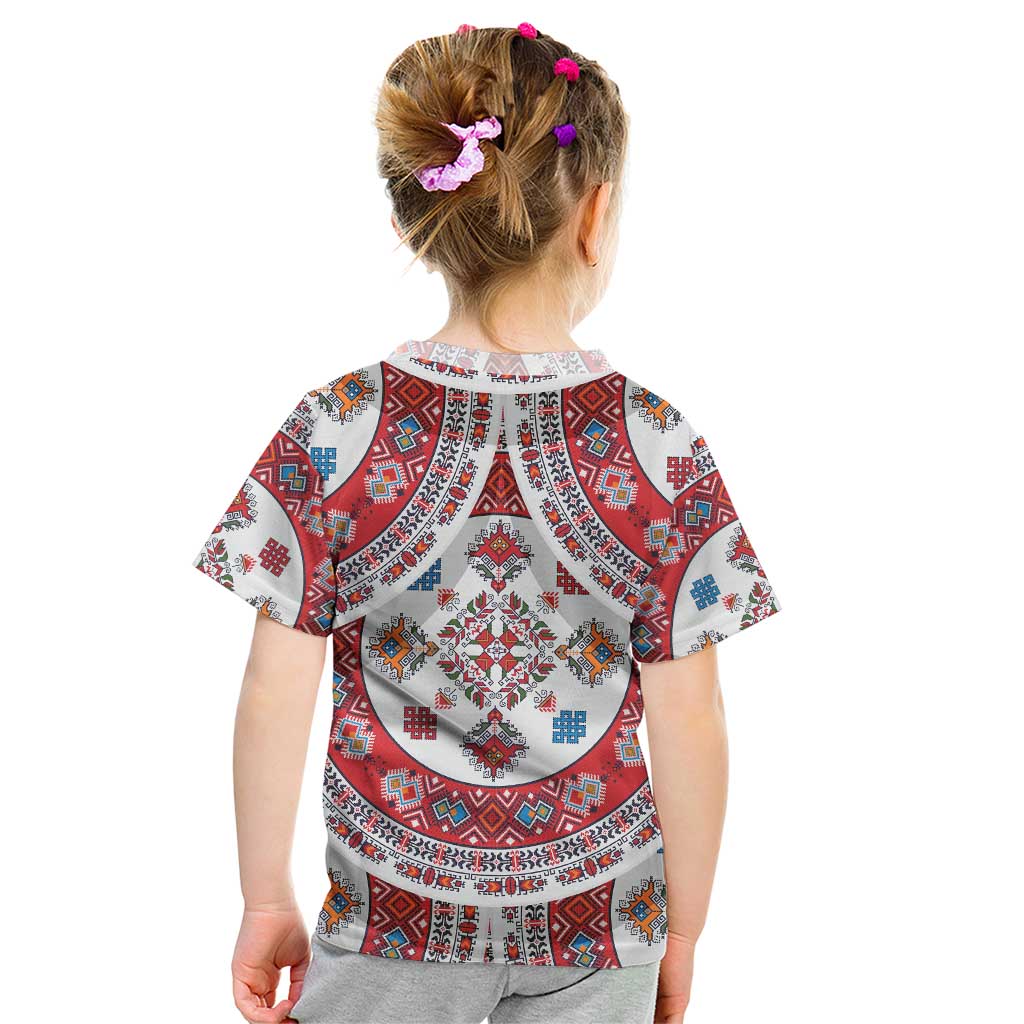 Bulgaria Folk Art Kid T Shirt with Traditional Embroidery and Floral Motifs