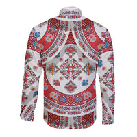 Bulgaria Folk Art Long Sleeve Button Shirt with Traditional Embroidery and Floral Motifs