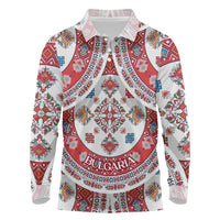 Bulgaria Folk Art Long Sleeve Polo Shirt with Traditional Embroidery and Floral Motifs