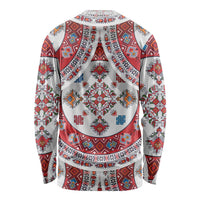 Bulgaria Folk Art Long Sleeve Shirt with Traditional Embroidery and Floral Motifs