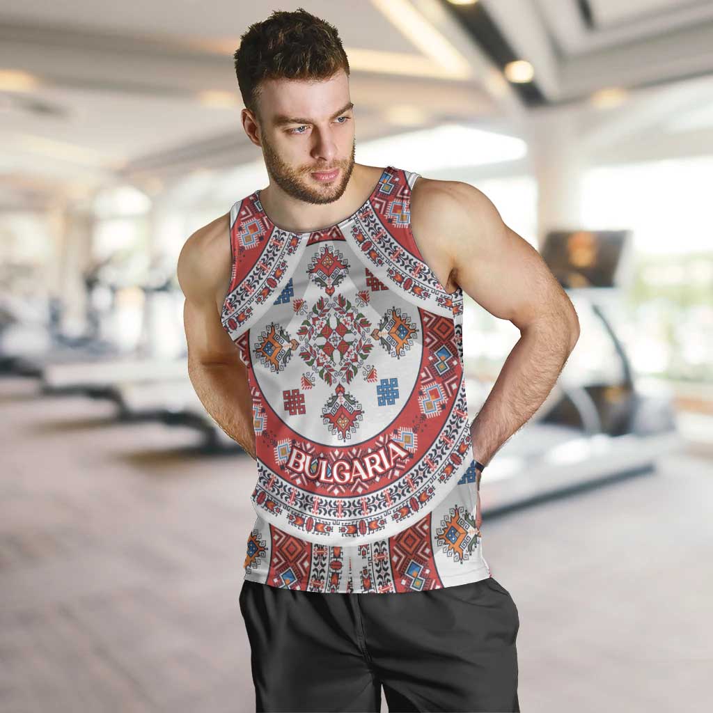 Bulgaria Folk Art Men Tank Top with Traditional Embroidery and Floral Motifs