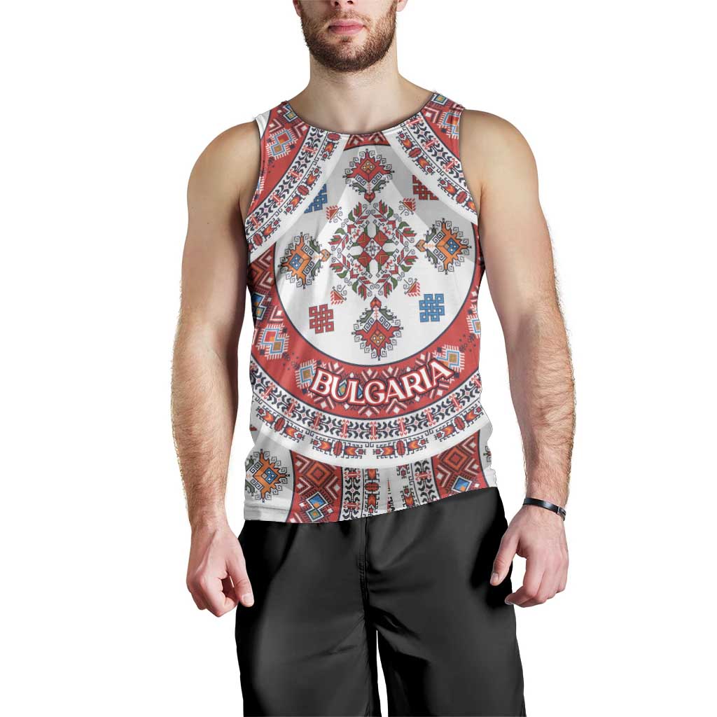 Bulgaria Folk Art Men Tank Top with Traditional Embroidery and Floral Motifs