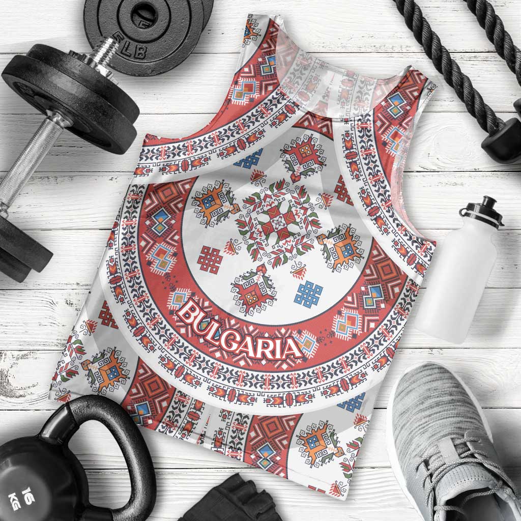 Bulgaria Folk Art Men Tank Top with Traditional Embroidery and Floral Motifs