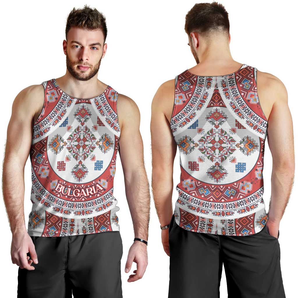 Bulgaria Folk Art Men Tank Top with Traditional Embroidery and Floral Motifs